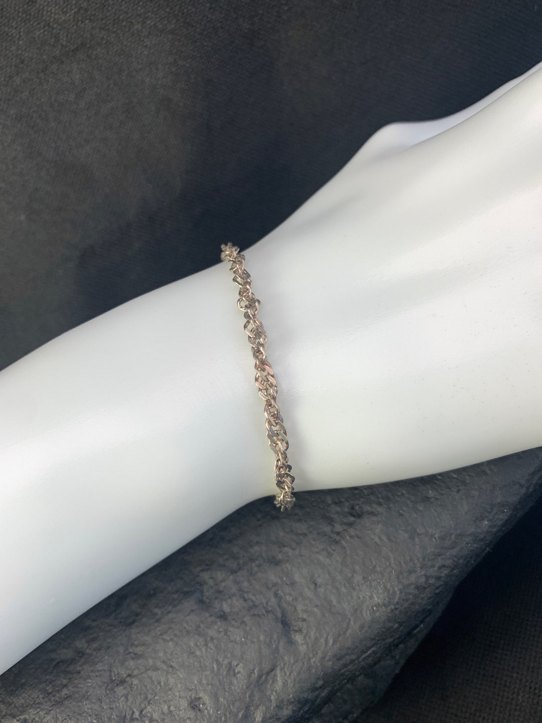 Sterling Silver Chain Bracelet 8 Twisted Curb Chain Bracelet in