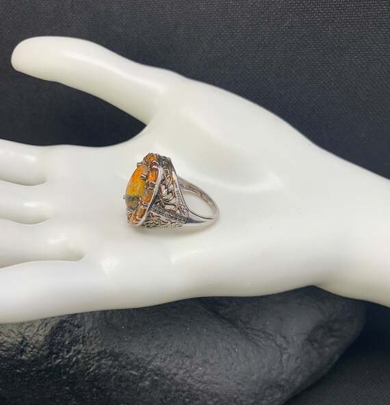 Orange Agate Ring:  Sterling silver ring with viv… - image 10