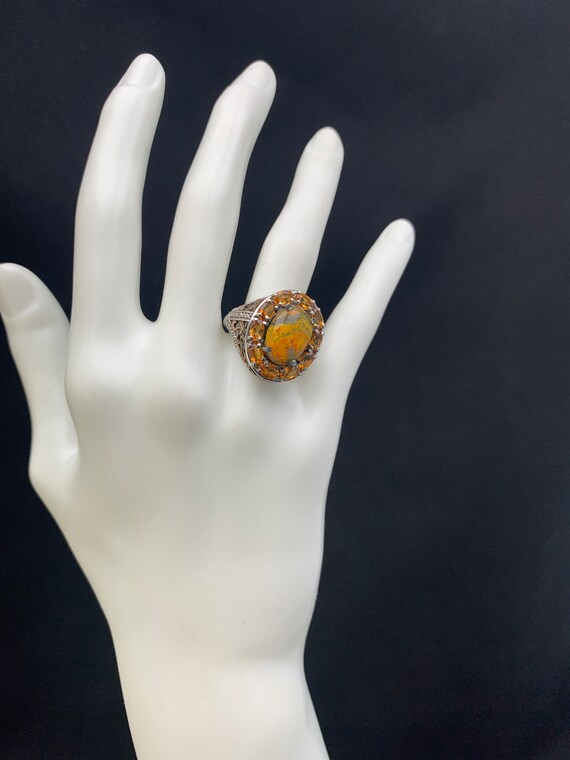 Orange Agate Ring:  Sterling silver ring with viv… - image 3