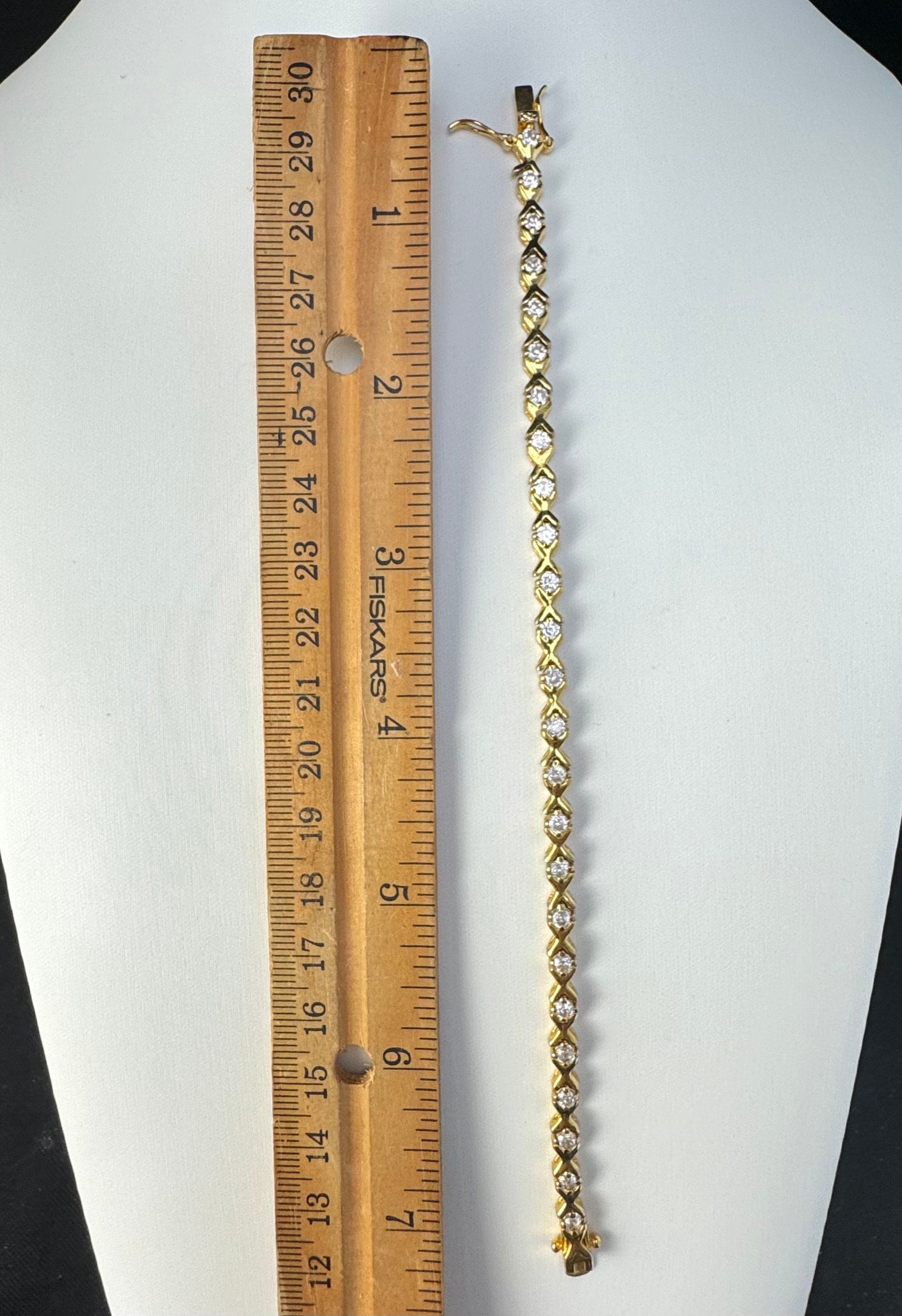 CZ Gold Tone Sterling Silver Bracelet: Sterling Silver Gold CZ Gold Tone Sterling Silver Bracelet: Sterling Silver Gold