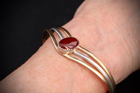 Native American Cuff: Navajo Carnelian and Silver… - image 10