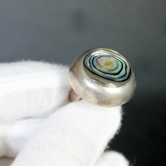 Art Deco Ring: Large Sterling Silver Bulbuous Rin… - image 1