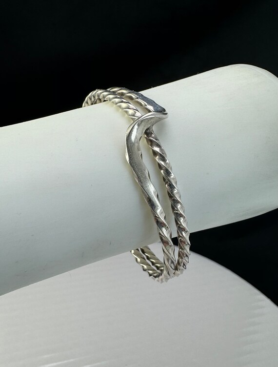 Sterling Silver Cuff/Bangle: Abstract, minimalist… - image 9