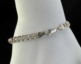 Sterling Silver Chain Bracelet: 7 Inch Double Cable Chain