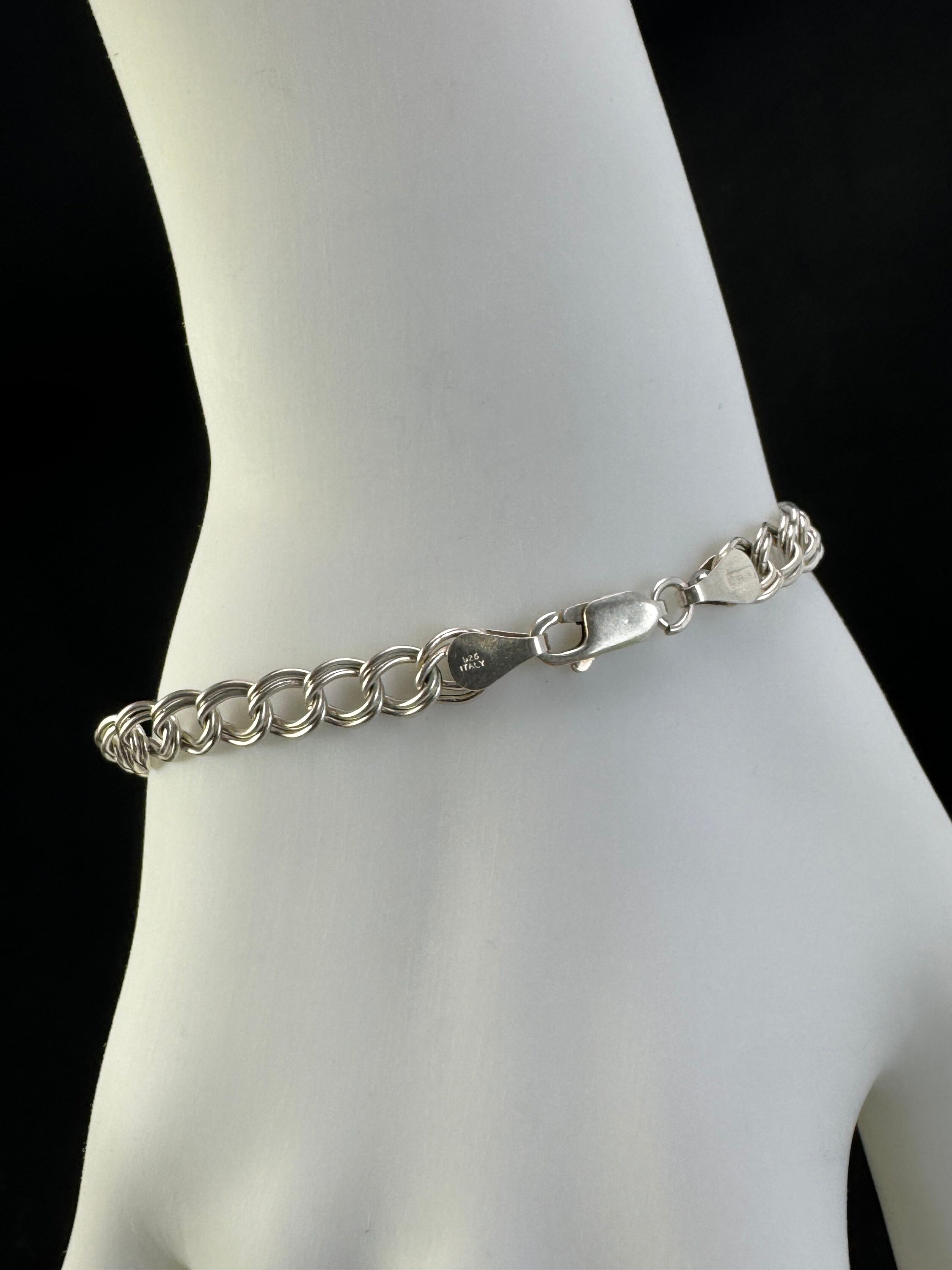 Sterling Silver Chain Bracelet: 7 Inch Double Cable Chain Sterling Silver Chain Bracelet: 7 Inch Double Cable Chain