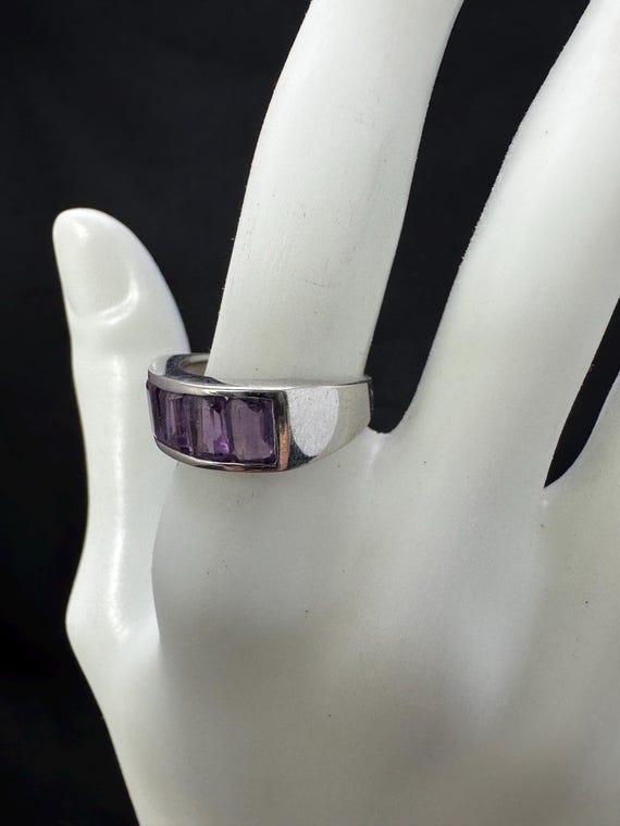 Amethyst,sterling silver ring:  Five brilliant em… - image 5