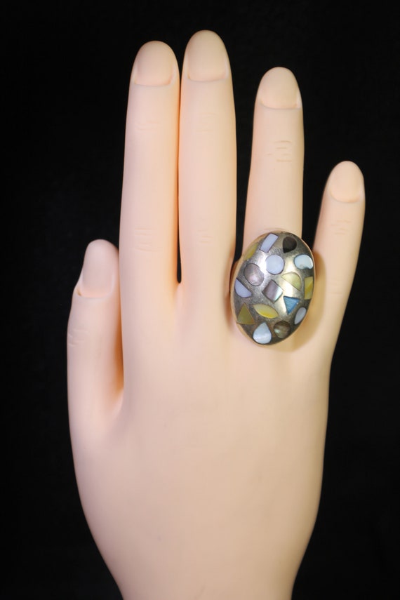Silver Pastel Ring: Large face, sterling silver, o