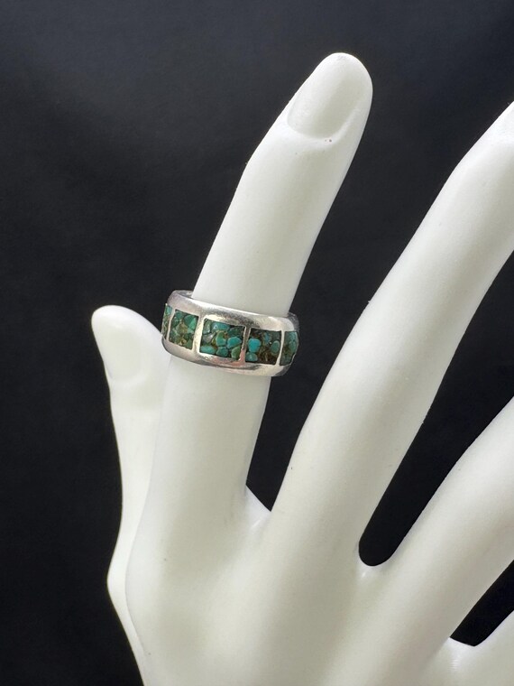 Native American Ring: Rustic, sterling silver ban… - image 2