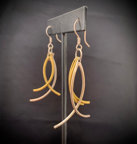Silver, Gold, dangling earrings: A-symmetrical  e… - image 6