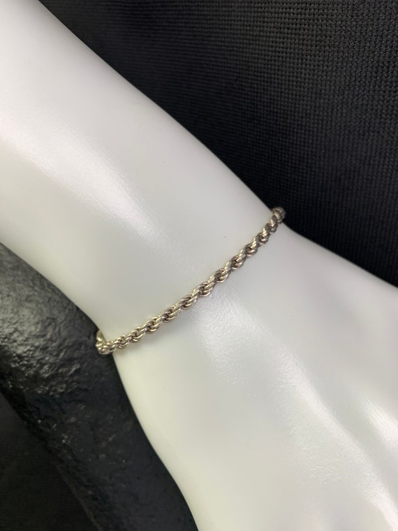 Silver Rope chain bracelet: 8” Sterling silver rop