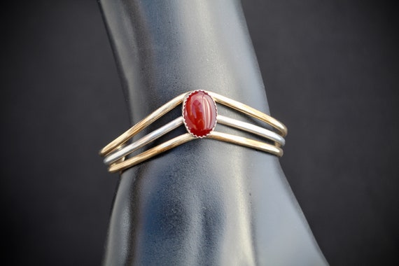 Native American Cuff: Navajo Carnelian and Silver… - image 9