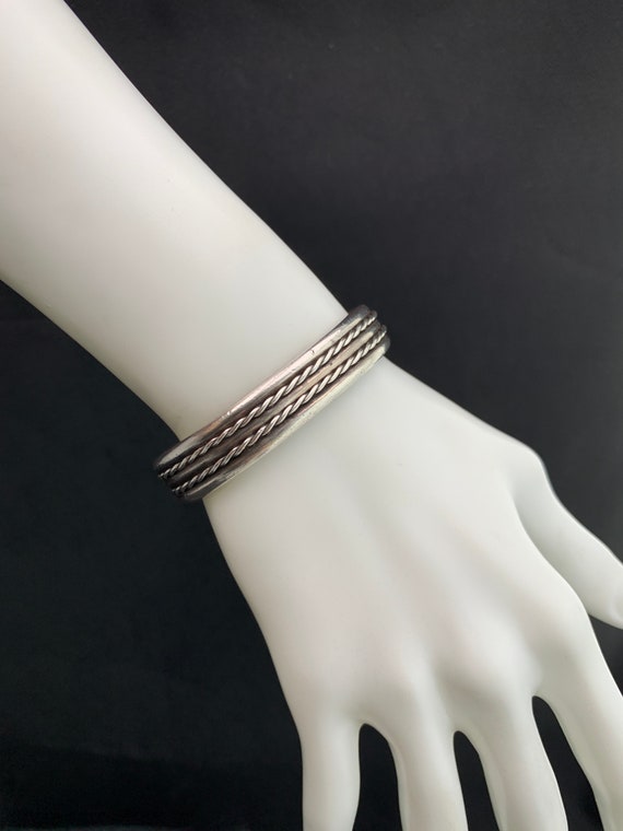 Native American,cuff:  handmade, solid silver cuf… - image 7