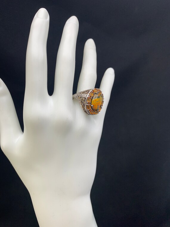 Orange Agate Ring:  Sterling silver ring with viv… - image 4