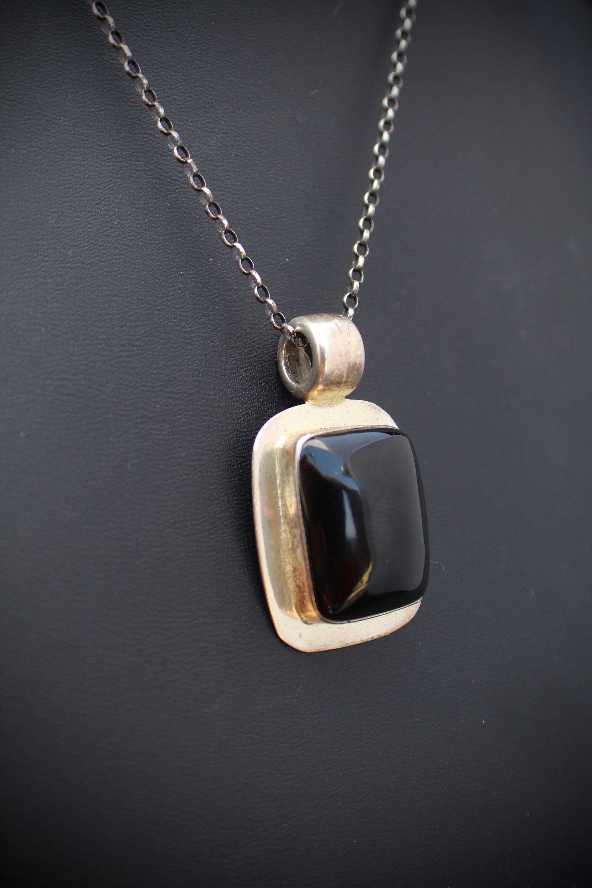 Onyx Sterling Pendant: Onyx and Sterling Silver, With