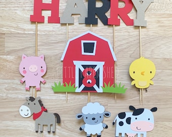 Farm Cake Topper Set | Kids Farm Party Theme | Farm Birthday Party Decorations | Kids Farm Birthday Theme | Farm Cake Decorations Topper
