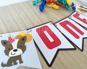Dog Paw-Ty Age Name or Happy Birthday |   Banner | Dog Theme Party | Paw-Ty Theme