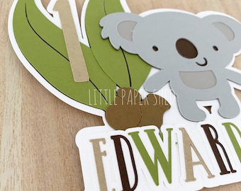 Koala Australian Cake Topper | Koala Party Theme | Australia Koala Party | Personalised with Name and Age