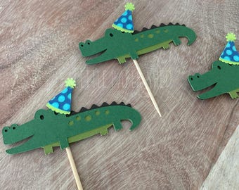 Crocodile Cupcake Toppers | Croc | Crocodile Party Theme | Crocodile Cake Topper | Kids Croc Party