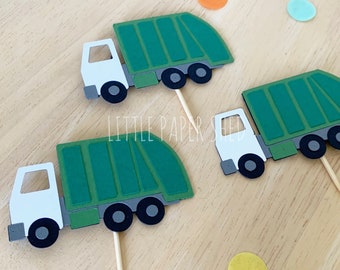 Garbage Truck Cupcake Toppers | Garbage Truck Party Theme | Truck Theme