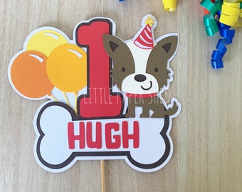 Dog Paw-Ty Puppy Cake Topper | Dog Party Theme | Paw-ty Party Theme | Dog cake | Personalised with Name and Age | Dog Party Decorations