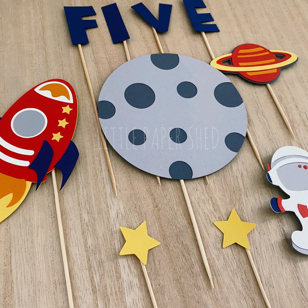 Space Cake Topper Set Space Cake Topper Space Party Space Party Decor
