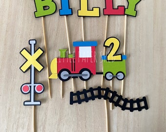 Train Cake Topper | Train Party Theme | Personalised with Age and Name | Train Party | Transport Party