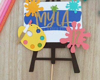 Art Craft Paint Cake Topper | Paint Party Theme | Art Cake Theme | Personalised with Name and Age