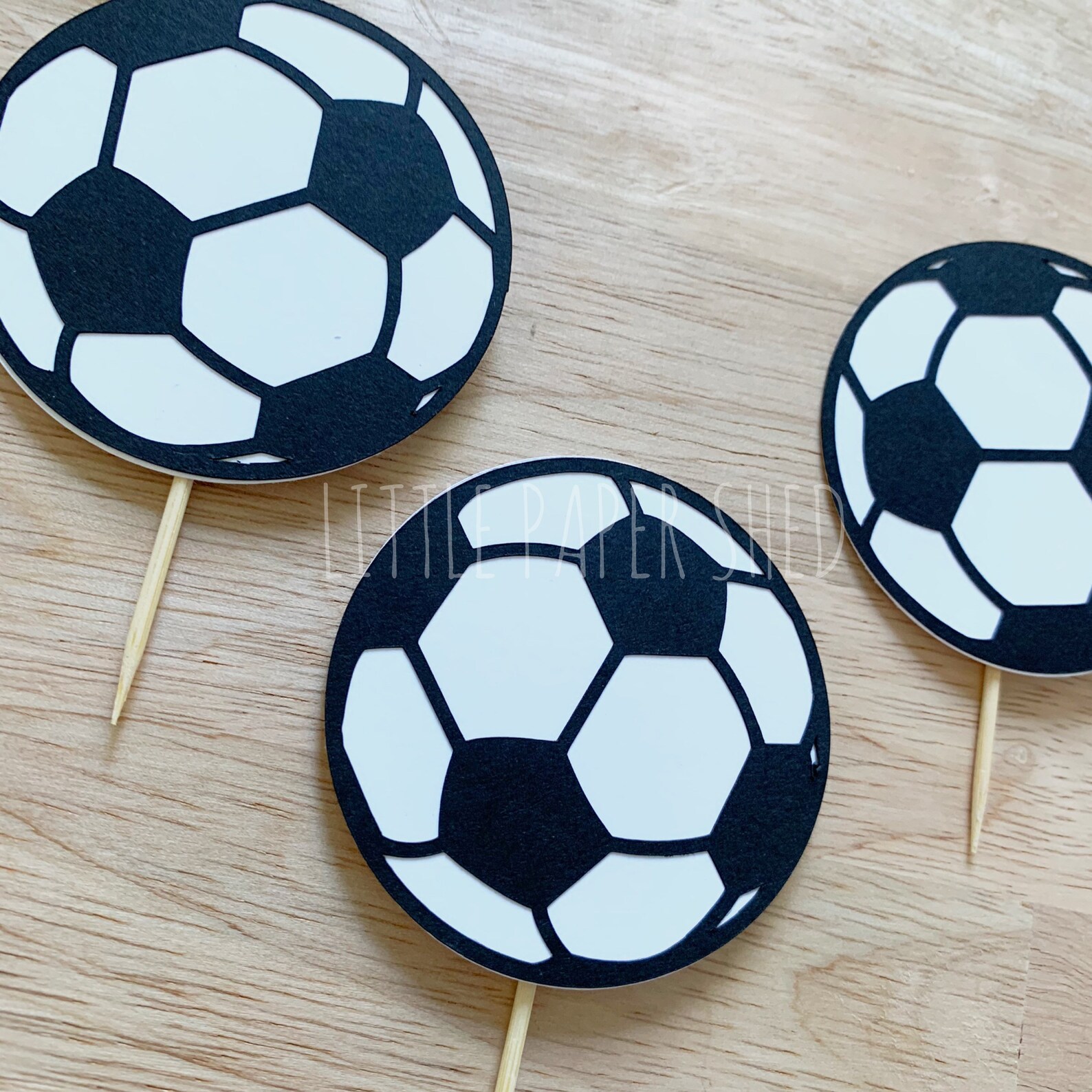 Soccer Ball Cupcake Toppers Soccer Party Theme footBall Etsy