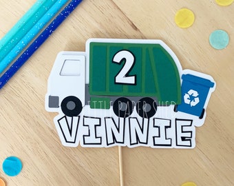 Garbage Truck Cake Topper | Garbage Truck Party Theme | Garbage Truck Cake | Personalised with Name and Age
