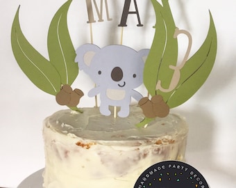 Koala Cake Topper Set | Koala Australian Theme Party | Personalised with Name and Age