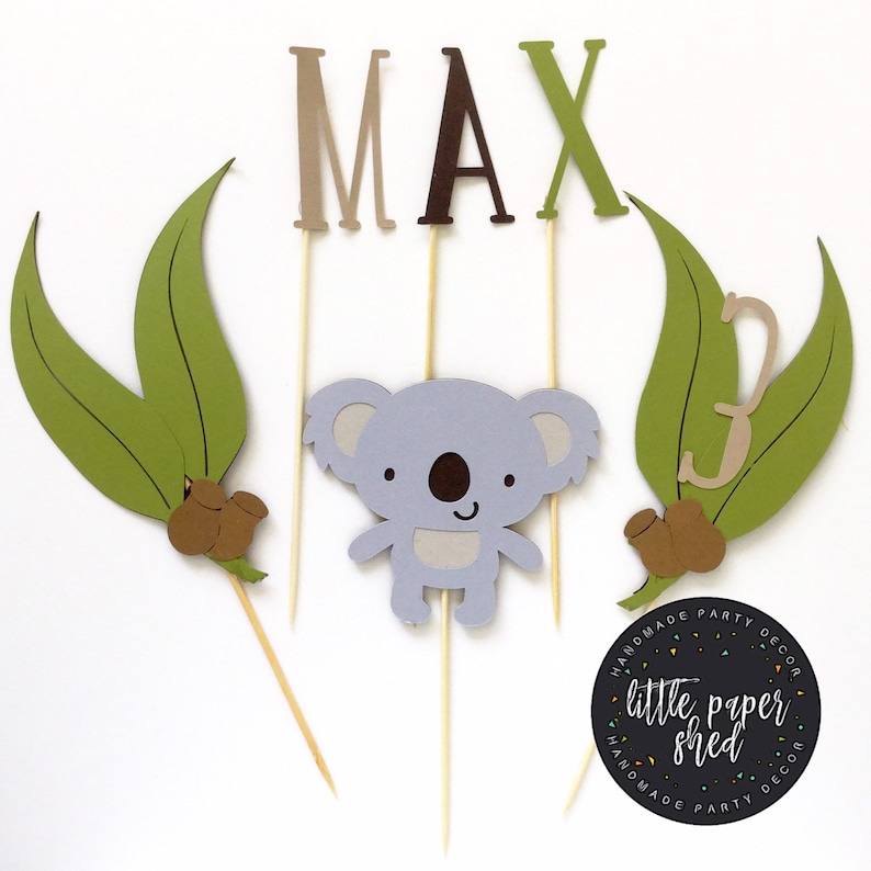 Koala Cake Topper Koala Australian Theme Party Etsy