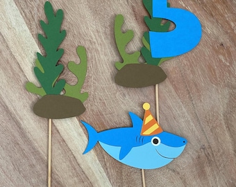 Shark Cake Topper Set | Shark Cake Topper | Shark Party | Shark Party Decor | Under Water Party | Sharkies Cake Topper | Ready To Ship
