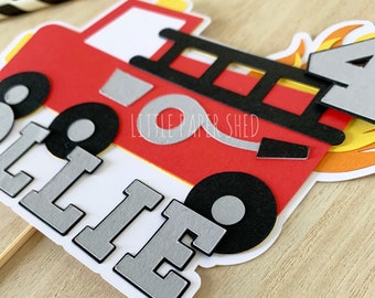 Fire Truck Cake Topper | Fire Truck Party Theme | Fire Truck Cake | Personalised with Name and Age