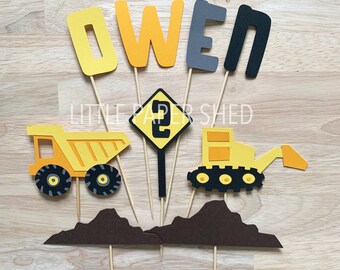 Construction Dump Truck Cake Topper Set | Construction Party Theme | Dump Truck | Personalised with Name and Age