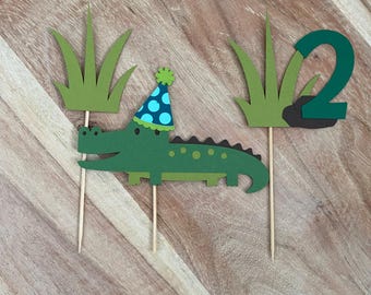 Crocodile Cake Topper Set | Crocodile Cake Topper | Croc Party | Crocodile Party Decor | Ready To Ship