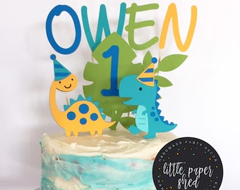 Dinosaur Cake Topper | Dinosaur Party Theme | Personalised with Age and Name | Dinosaur Party | Dinosaur Topper | Dinosaur Party Decorations