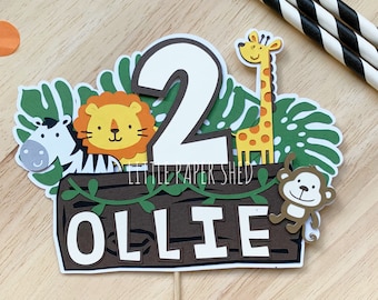 Jungle Cake Topper | Jungle Safari Party Theme | Jungle Cake | Personalised with Name and Age