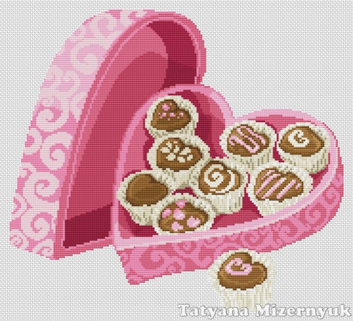 Cross stitch pattern Valentines day candy | Etsy