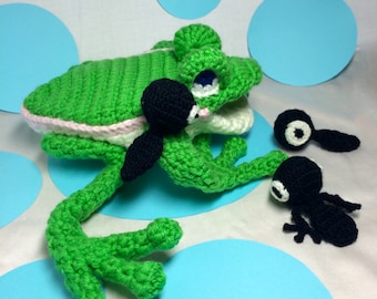 Mama Frog and Freg, Tad and Pole the tadpoles amigurumi pattern