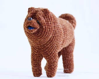 Chow chow amigurumi pattern, realistic dog crochet pattern PDF, blue tongue breed, seamless