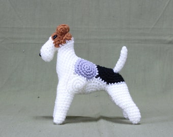 Wire Fox Terrier amigurumi pattern | dog crochet written pattern with chart and photo tutorials, realistic seamless amigurumi PDF pattern