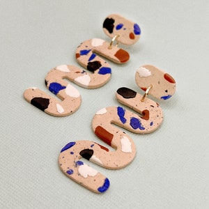 Tallulah Terrazzo Abstract Squiggle Shape drop statement earrings image 1