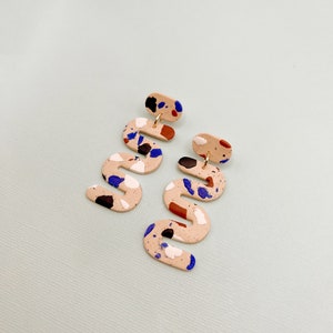 Tallulah Terrazzo Abstract Squiggle Shape drop statement earrings image 2