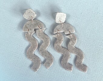 Squiggle Abstract Geometric Stone dangle earrings