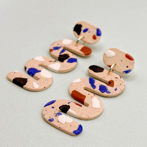 Tallulah Terrazzo Abstract Squiggle Shape drop statement earrings image 3