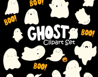 Ghost vector clipart set - 20 halloween ghost clipart set - Instant download ghost clipart - ghost SVG clipart set