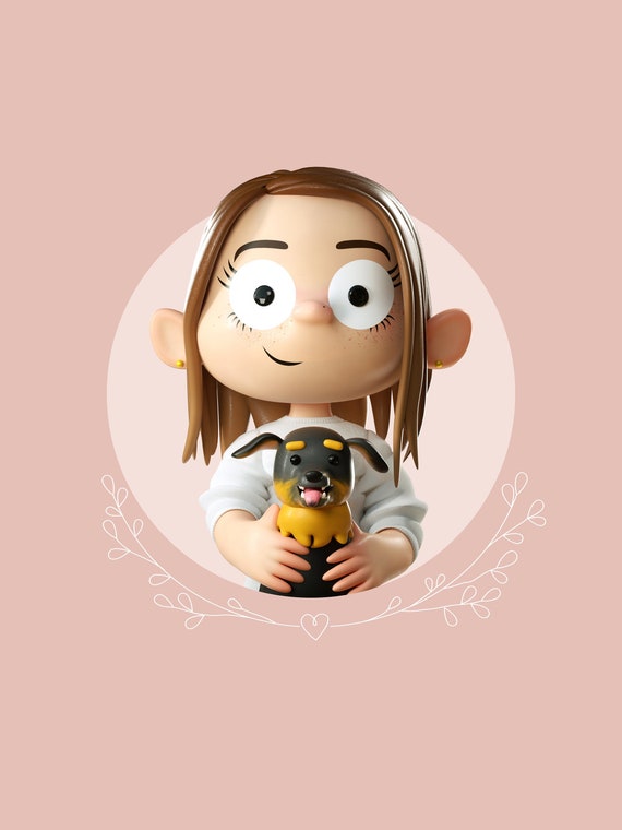 Social media avatar with pet, Personal portrait, Personal custom portrait, individual portrait, digital avatar, profile picture