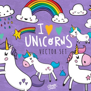 Unicorns Clipart - Unicorn download SVG - Instant download vector art - rainbow unicorn vector art - Unicorns graphics