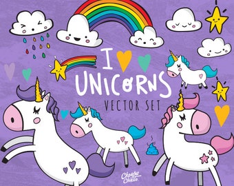 Unicorns Clipart - Unicorn download SVG - Instant download vector art - rainbow unicorn vector art - Unicorns graphics