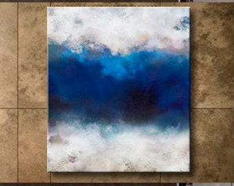 Large Abstract oil Painting on Canvas, Contemporary Art Modern, Huge Size Art Acrylic Canvas Painting Office Wall Art gray gold white blue